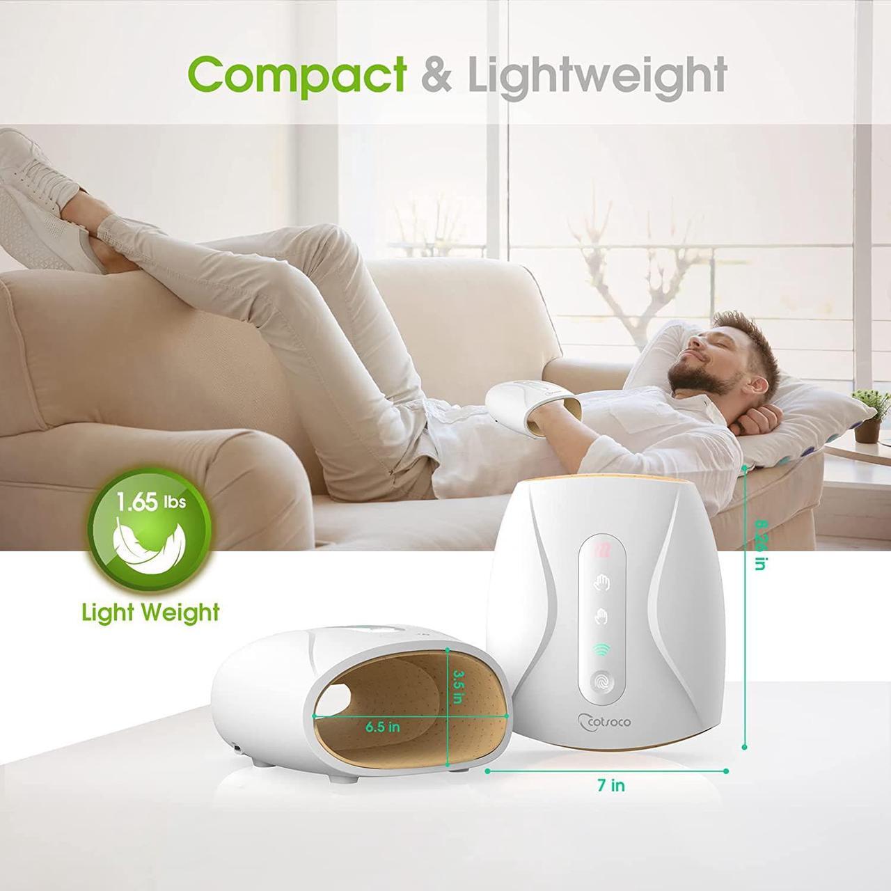 Alt view image 3 of 7 - Electric Hand Massager with Heat, 3 Levels Cordless Accupressure Massager with Air Pressure Compress for Arthritis, Palm Massage, Finger Numbness Coldness Relief, Gifts for Parents and Women