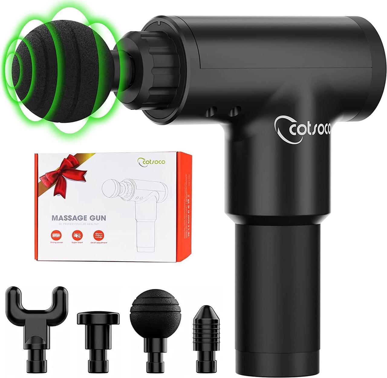 Main image of Massage Gun Deep Tissue, Cotsoco Percussion Muscle Massager for Athletes, Super Quiet Portable Handheld Electric Sport Massager, 6 Speed and 4 Massage Heads(Black)