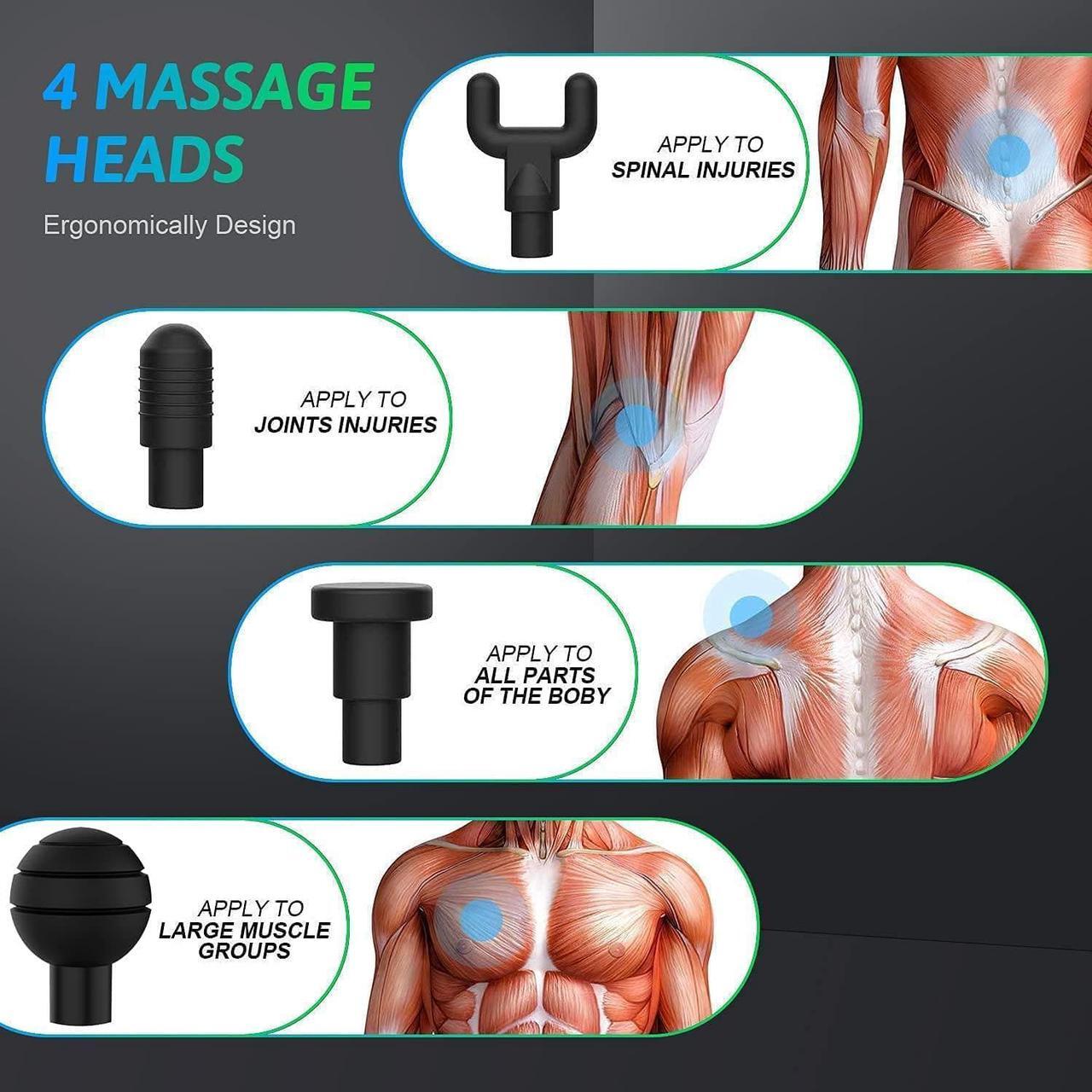 Alt view image 6 of 7 - Massage Gun Deep Tissue, Cotsoco Percussion Muscle Massager for Athletes, Super Quiet Portable Handheld Electric Sport Massager, 6 Speed and 4 Massage Heads(Black)