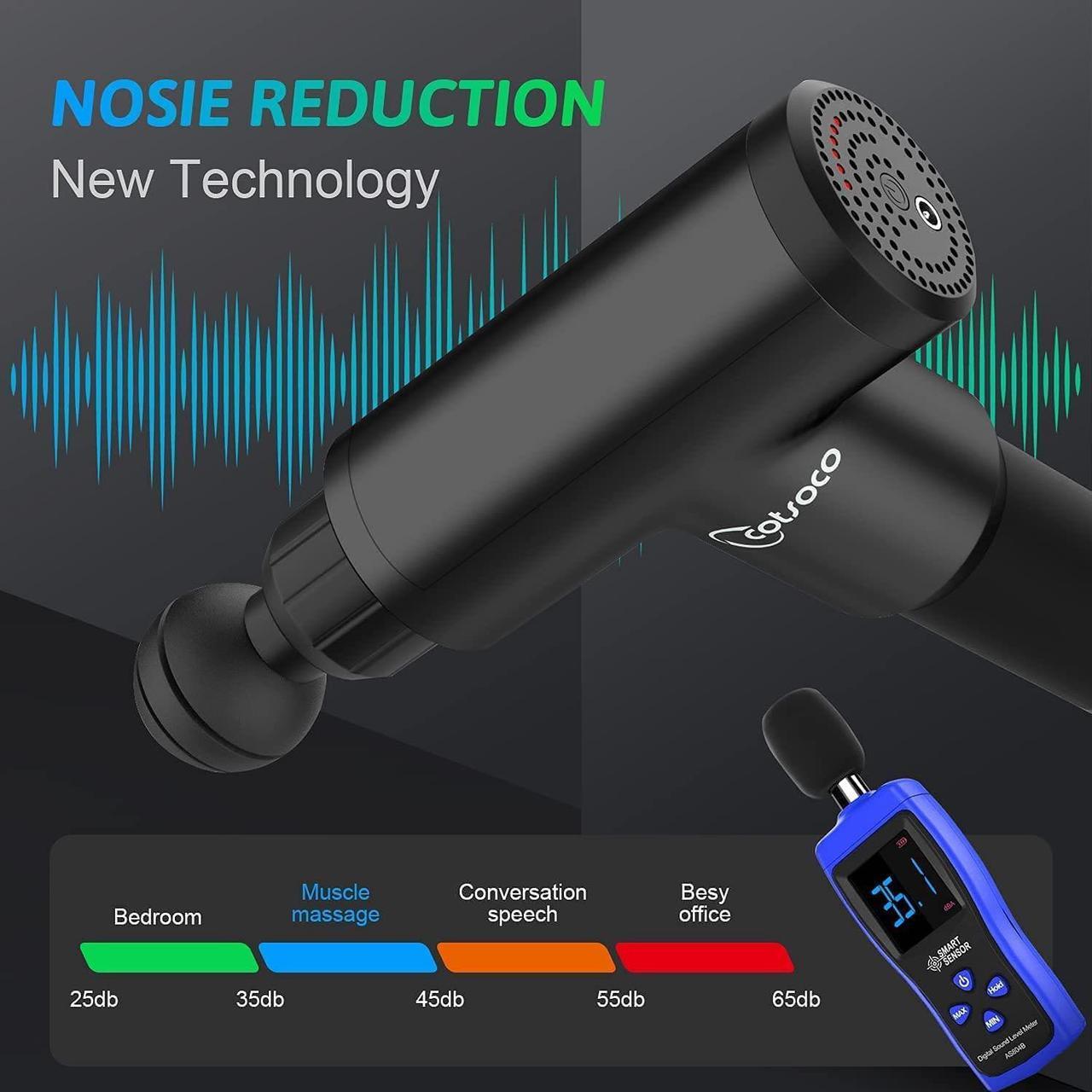 Alt view image 3 of 7 - Massage Gun Deep Tissue, Cotsoco Percussion Muscle Massager for Athletes, Super Quiet Portable Handheld Electric Sport Massager, 6 Speed and 4 Massage Heads(Black)