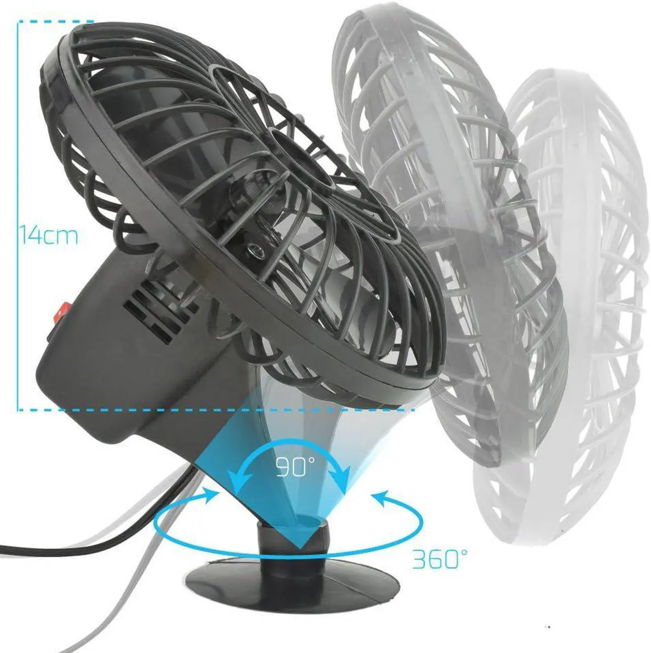 Alt view image 3 of 6 - Rybozen Speedless Oscillating Fan Ventilation Electric Car Seat Fans