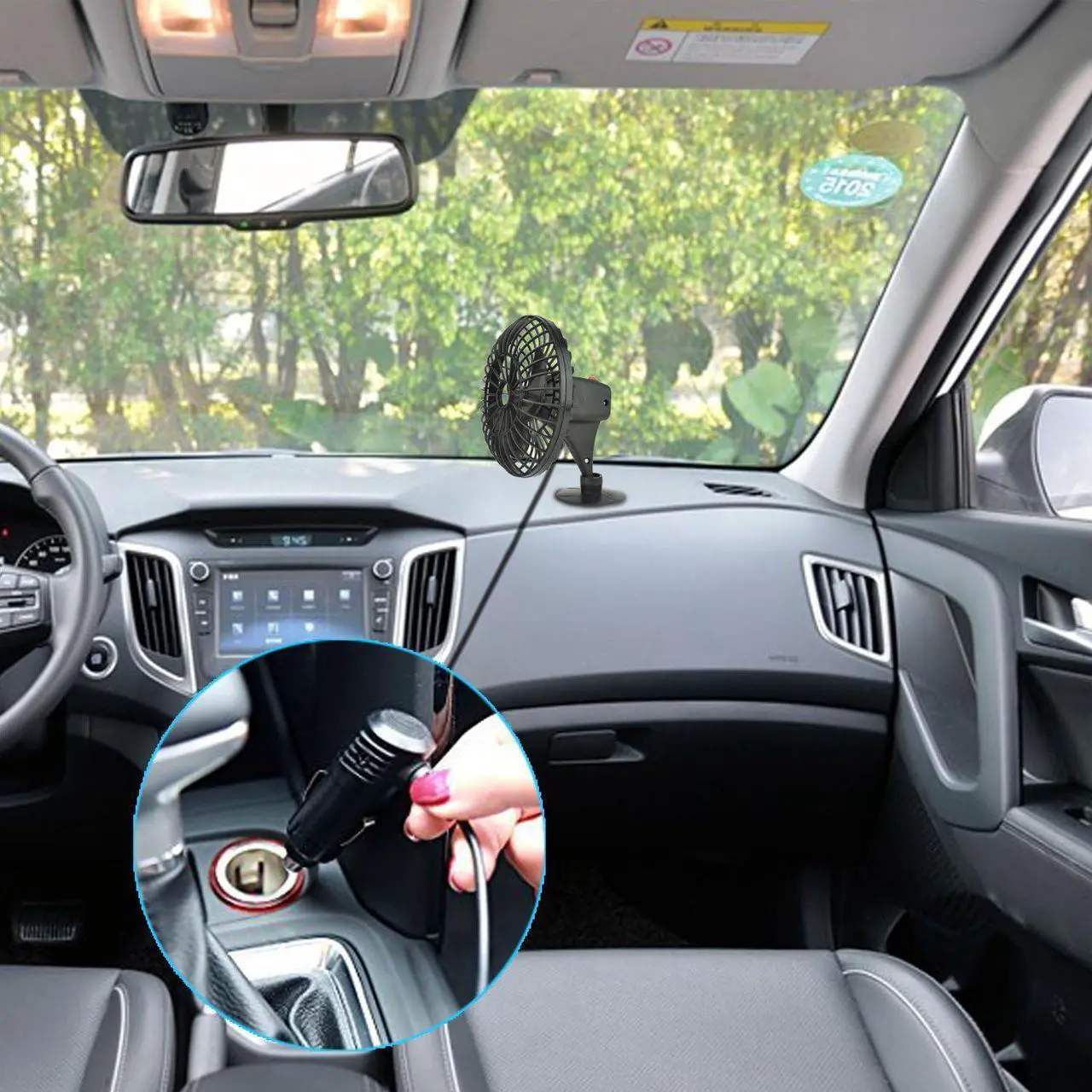 Alt view image 6 of 6 - Rybozen Speedless Oscillating Fan Ventilation Electric Car Seat Fans