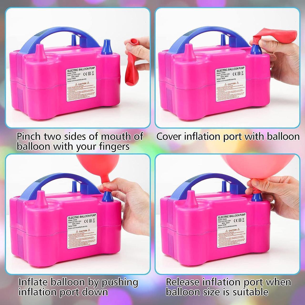 Alt view image 5 of 7 - Electric Air Balloon Pump, Portable Dual Nozzle Electric Balloon Inflator for Party Decoration, 110V 600W Balloon Blower Pump Inflation