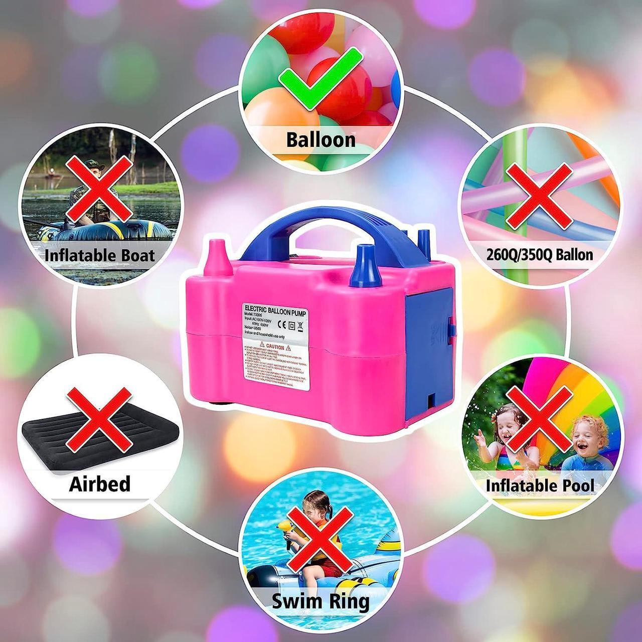 Alt view image 3 of 7 - Electric Air Balloon Pump, Portable Dual Nozzle Electric Balloon Inflator for Party Decoration, 110V 600W Balloon Blower Pump Inflation