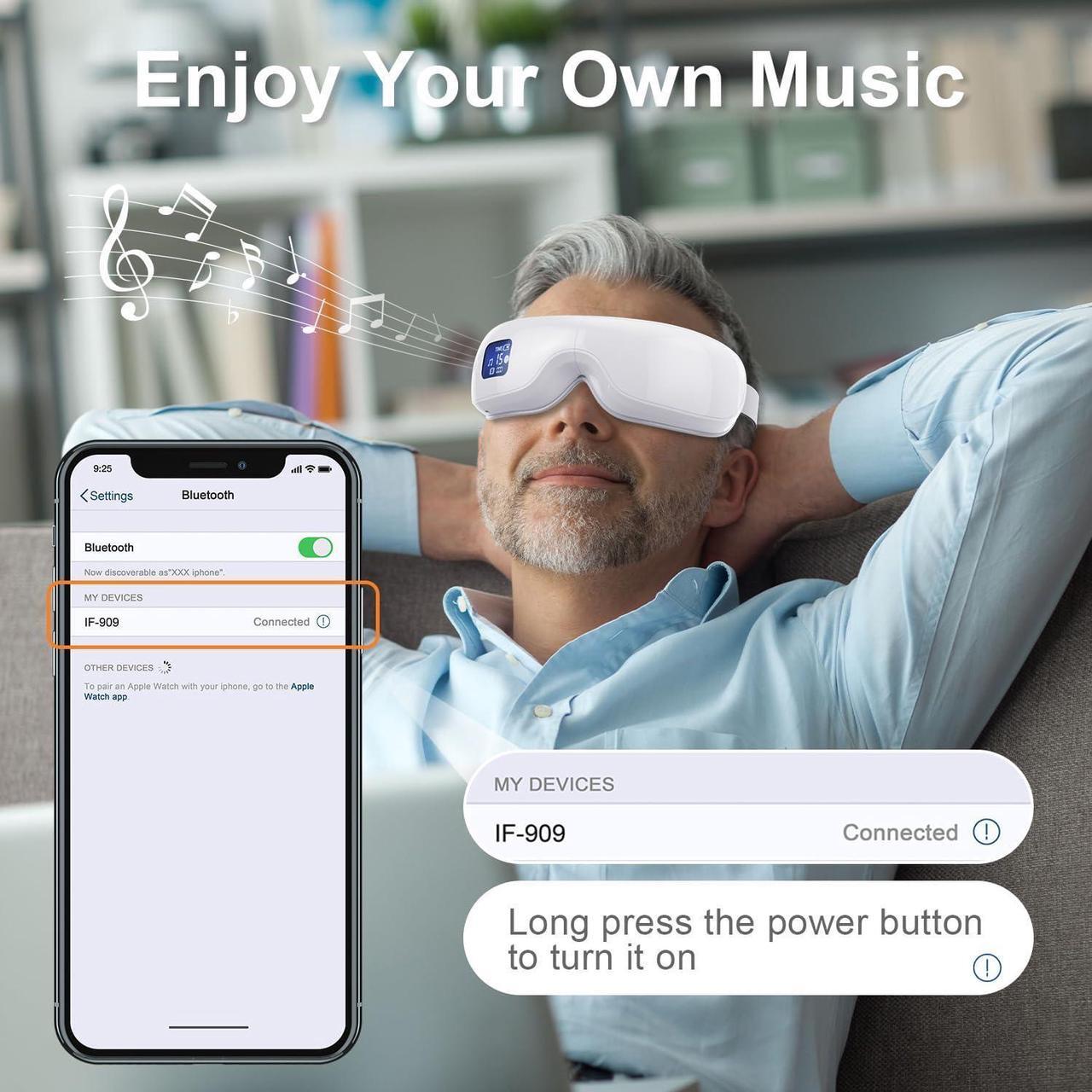 Alt view image 5 of 7 - Eye Massager with Heat,Heated Eye Mask with Bluetooth Music for Migraine, Eye Care Face Massager,Eye Machine for Relax Eye Strain Dark Circle Eye Bags Dry Eye