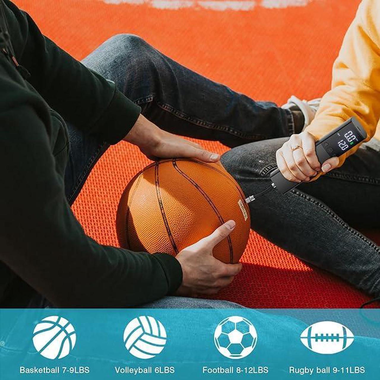 Alt view image 6 of 6 - Electric Ball Pump, Portable Automatic Air Pump Fast Ball Inflation with Accurate Pressure Gauge and Digital LCD Display for Basketball Football Soccer Volleyball (2 Pin and 1 Spout)