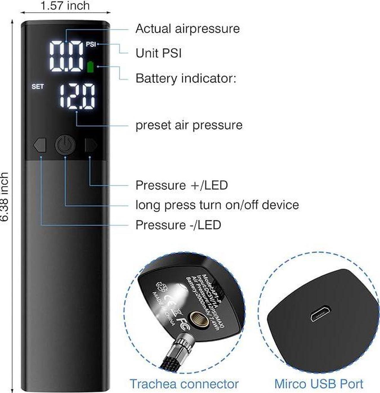 Alt view image 2 of 6 - Electric Ball Pump, Portable Automatic Air Pump Fast Ball Inflation with Accurate Pressure Gauge and Digital LCD Display for Basketball Football Soccer Volleyball (2 Pin and 1 Spout)