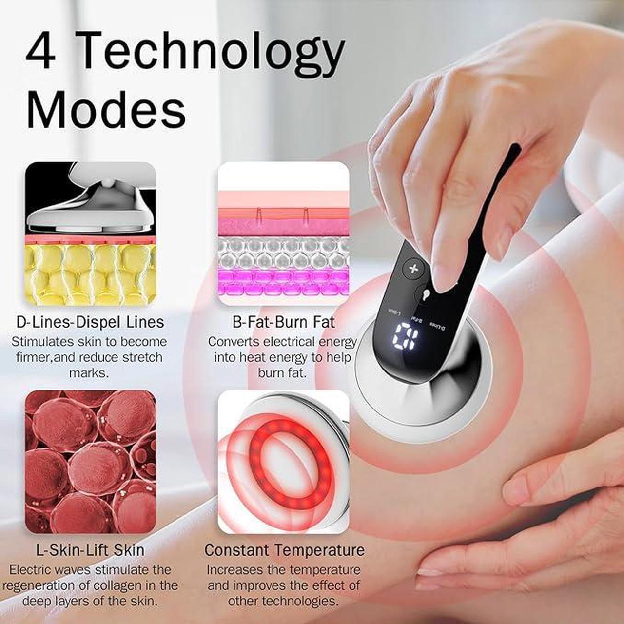Alt view image 3 of 6 - Cellulite Massager - Professional Body Sculpting Machine, Cordless Handheld Body Cellulite Remover for Belly, Fat, Waist, Leg, Butt, Arm (White)