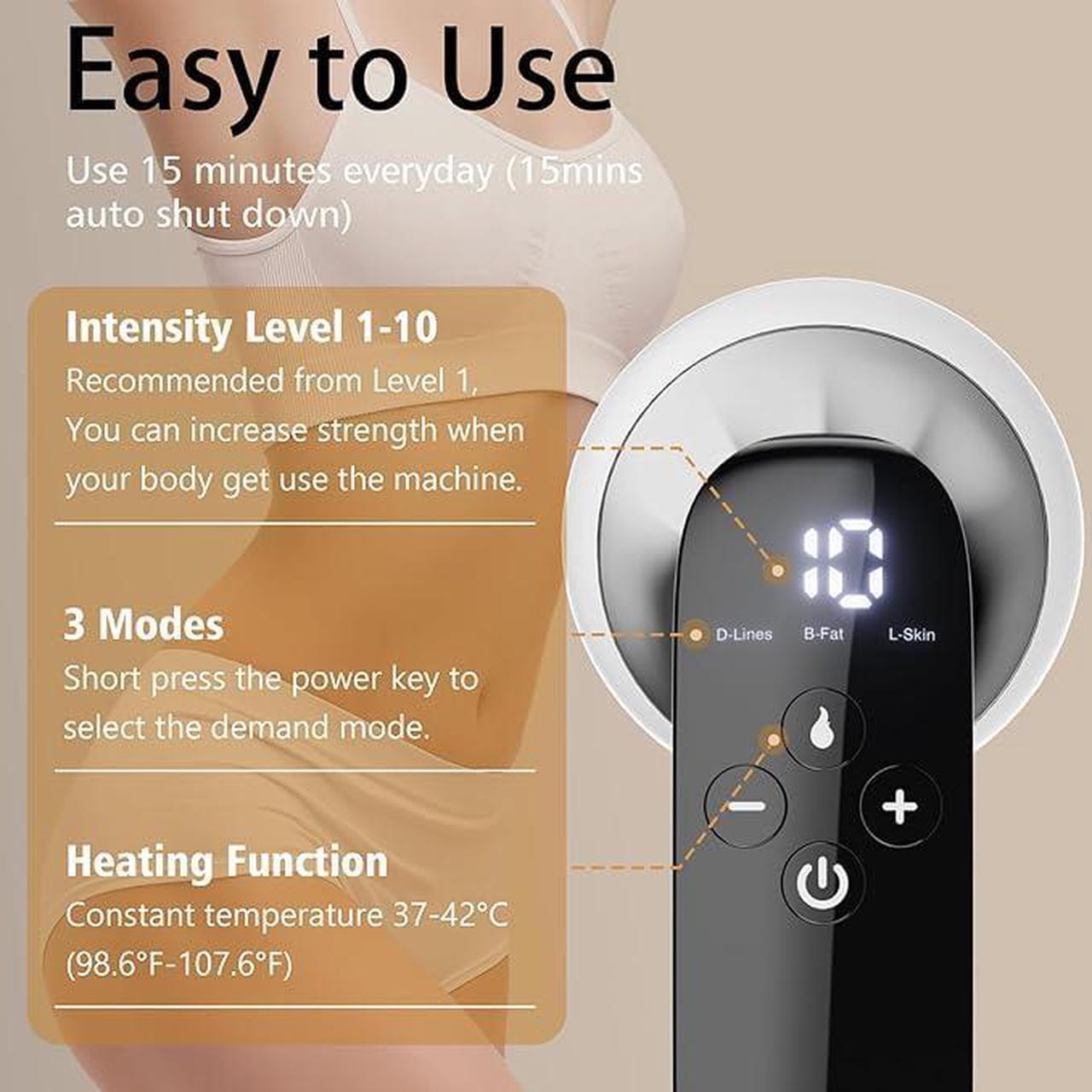Alt view image 2 of 6 - Cellulite Massager - Professional Body Sculpting Machine, Cordless Handheld Body Cellulite Remover for Belly, Fat, Waist, Leg, Butt, Arm (White)