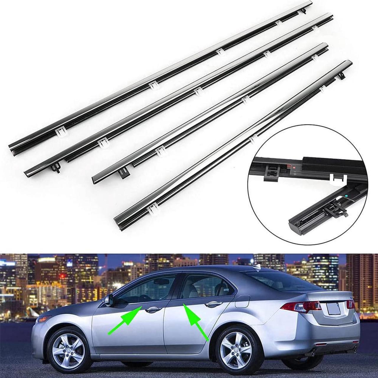 Window Weatherstrip 1 SET Molding Trim Outer Chrome For ACURA TSX Sedan 2009-14