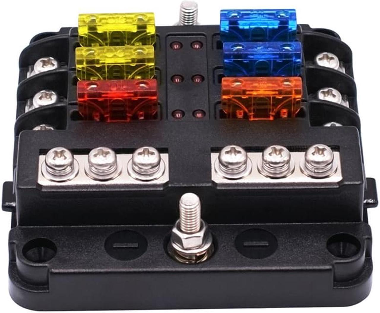 6 Way Fuse Holder PBT PC Fuse Box Block Case 12/24V For Car Truck Marine Boat RV