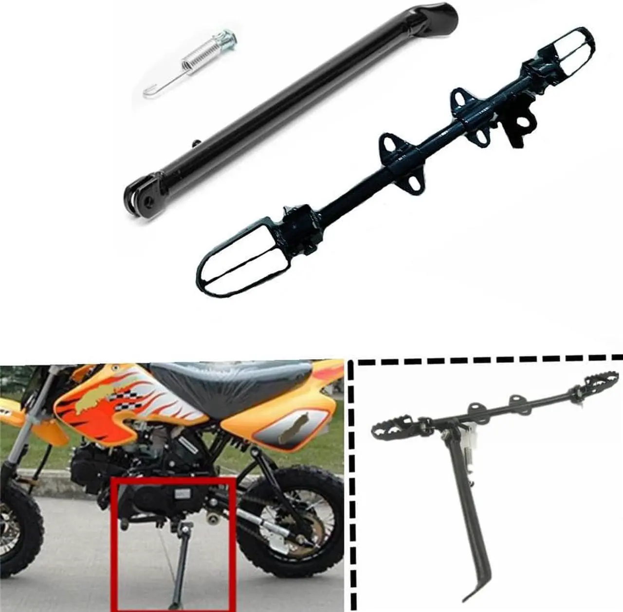 Alt view image 2 of 6 - 19" Motorcycle Mount Kickstand Side Foot Peg For 110cc 125cc 140cc Pit Dirt Bike
