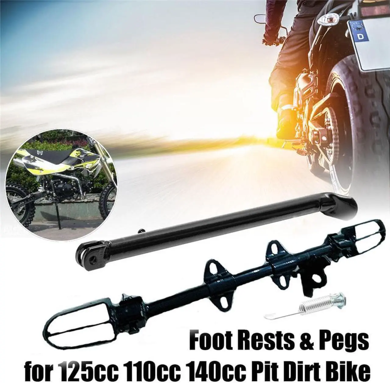 Alt view image 4 of 6 - 19" Motorcycle Mount Kickstand Side Foot Peg For 110cc 125cc 140cc Pit Dirt Bike