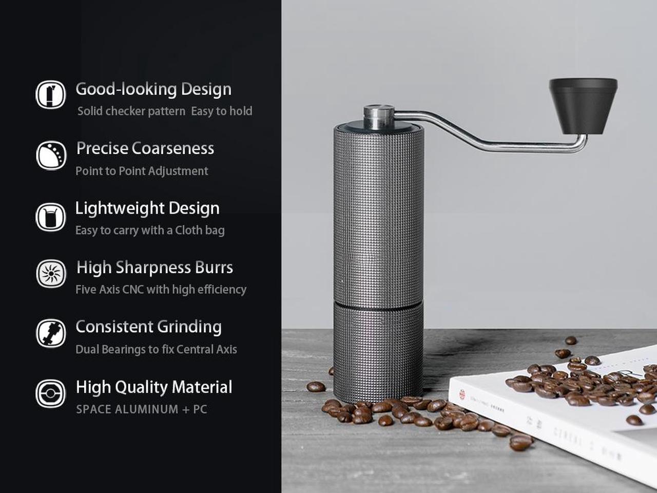 Alt view image 5 of 7 - TIMEMORE Chestnut C2 Max Manual Coffee Grinder, CNC Stainless Steel Burr, Portable Hand Grinder for Office, Home, Travel, Camping, 30g Capacity (Black)