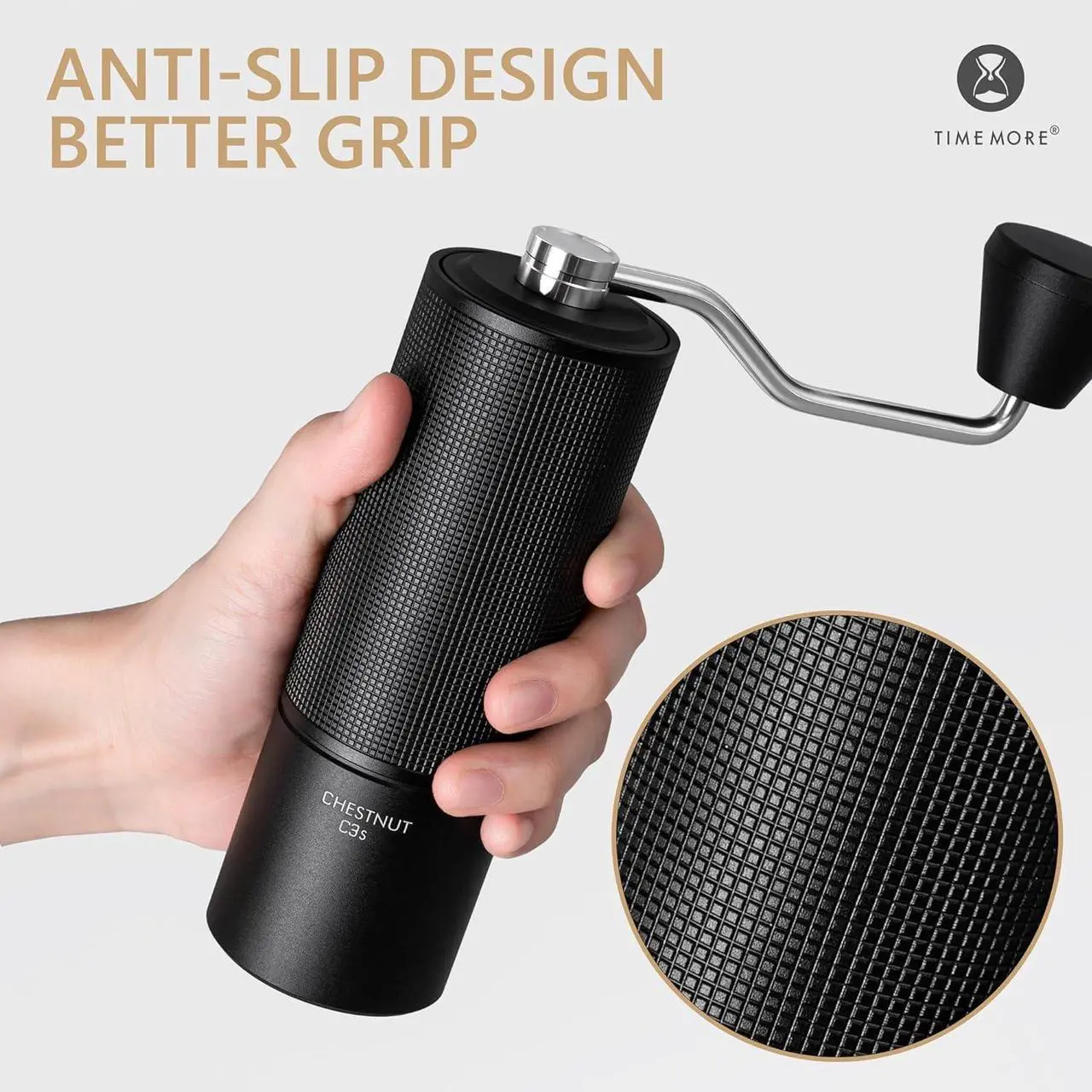Alt view image 4 of 7 - TIMEMORE Chestnut C3S Manual Coffee Grinder, Hand Coffee Grinder with Adjustable Grind Setting, Stainless Steel S2C Conical Burr Coffee Grinder, for Espresso to French Press(Black)
