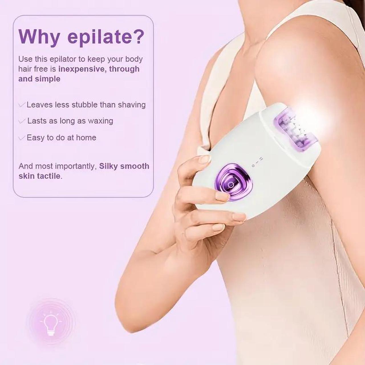 Alt view image 4 of 6 - Lairlux 2 in 1 Rechargeable Electric Epilator - Silky Smooth Hair Removal Device, Shaver for Women with Easy Hair Removal, Exfoliating and Smoothing Skin Experience