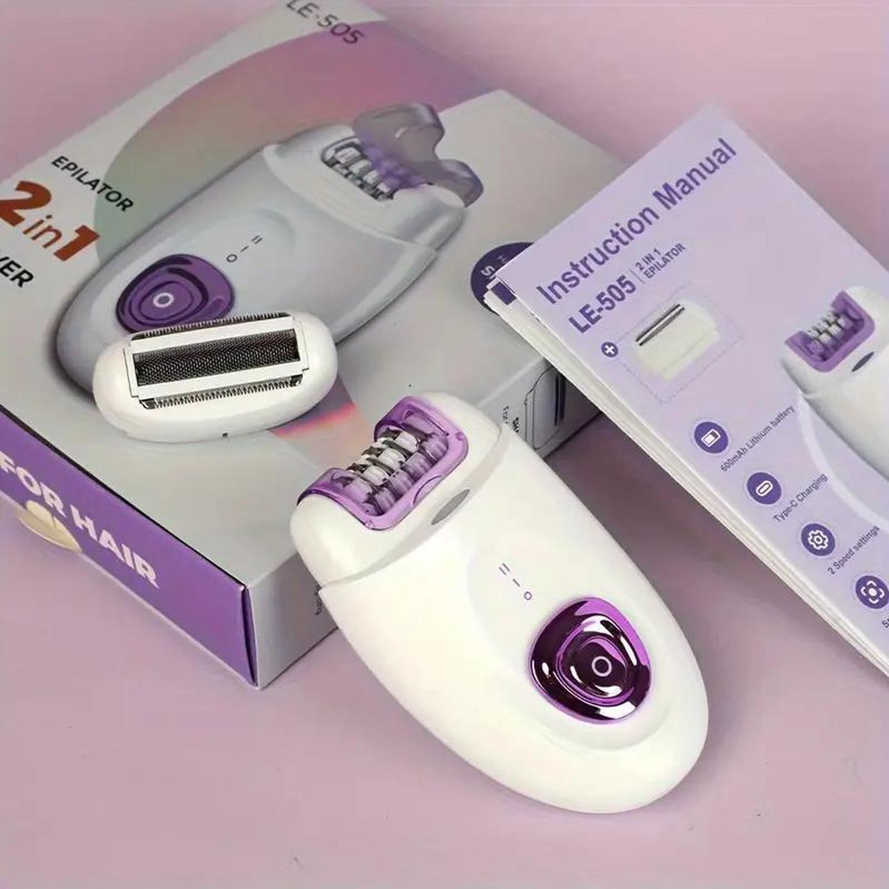 Alt view image 2 of 6 - Lairlux 2 in 1 Rechargeable Electric Epilator - Silky Smooth Hair Removal Device, Shaver for Women with Easy Hair Removal, Exfoliating and Smoothing Skin Experience