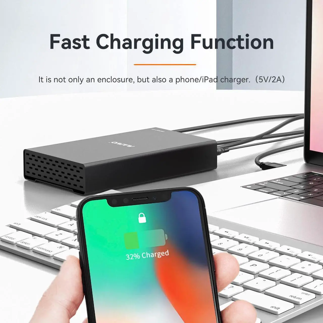 Alt view image 6 of 7 - MAIWO External Hard Drive Enclosure for 3.5 2.5 Inch SATA SSD HDD USB C to SATA III Hard Drive Case with UASP Compatible with WD Seagate Samsung PS4 Xbox with 1 Port USB C Hub/2 Port USB3.1 Hub