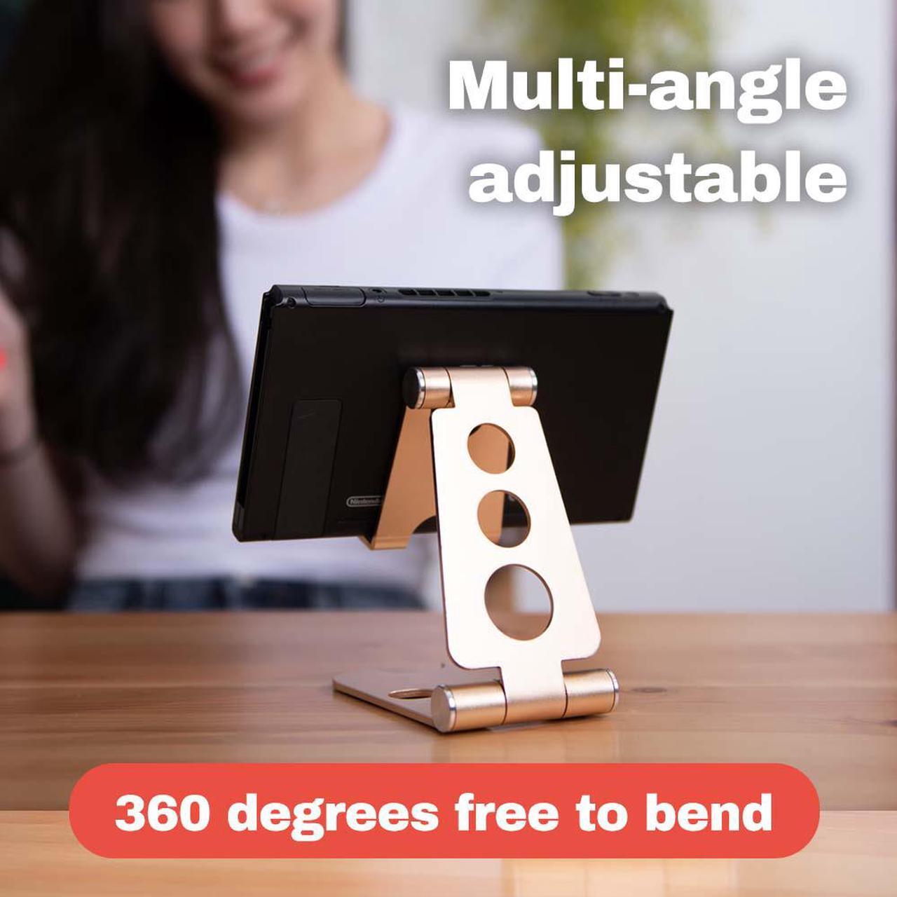 Alt view image 3 of 4 - GAME'NIR Metal Foldable Holder Stand for Nintendo Switch, Nintendo Switch OLED, Nintendo Switch lite, Tablet Stand, Mobile Phone Holder, Cell Phone Stand, iPhone, ipad, iPad Pro, Samsung note 20