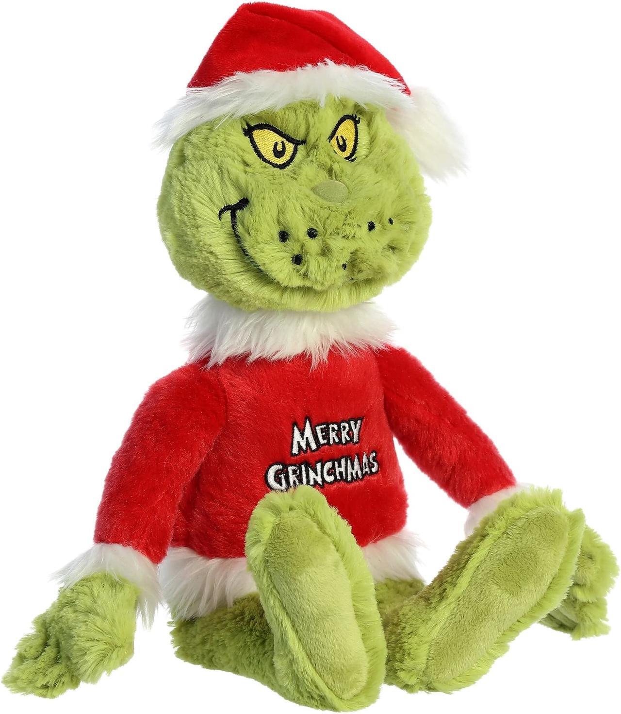 Alt view image 2 of 6 - Aurora® - Large Green Dr. Seuss - 16" Merry Grinchmas Grinch - Whimsical Stuffed Animal