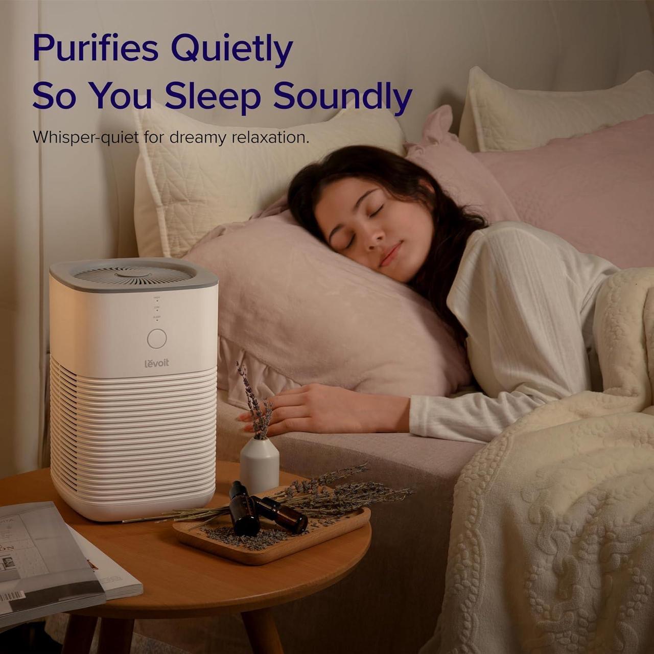 Alt view image 4 of 7 - Air Purifier for Home Bedroom, Fresheners Filter Small Room Cleaner with Fragrance Sponge for Smoke, Allergies, Pet Dander, Odor, Dust Remover, Office, Desktop, Table Top, 1 Pack, White