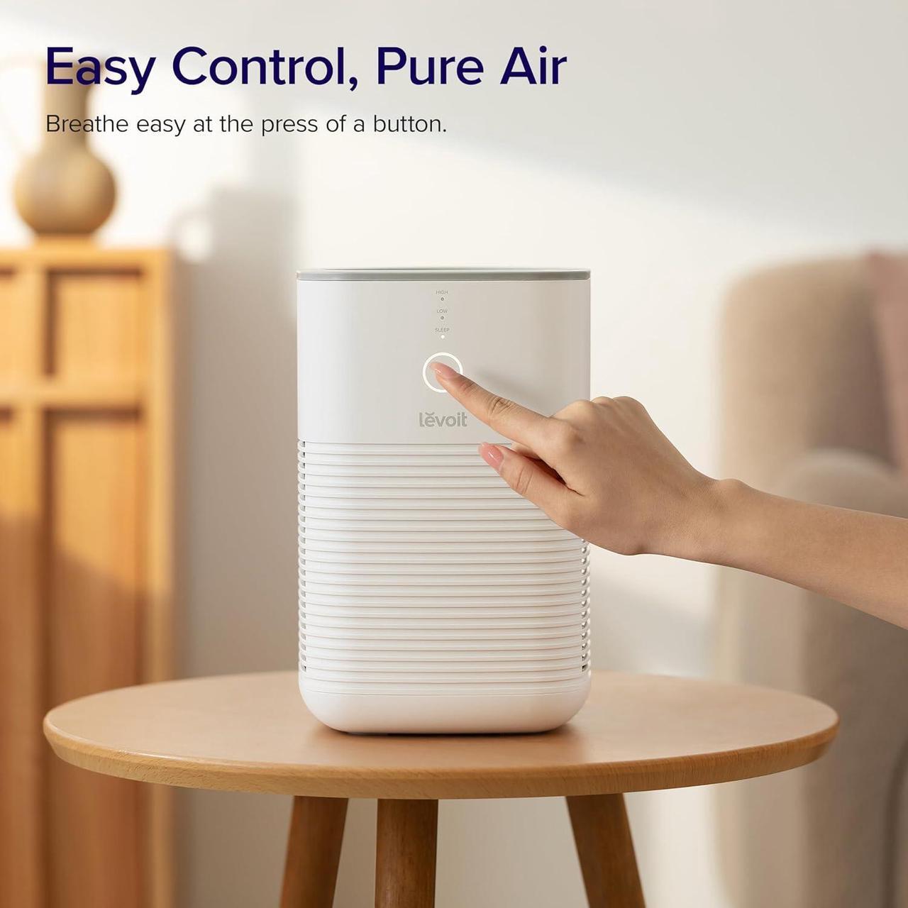 Alt view image 5 of 7 - Air Purifier for Home Bedroom, Fresheners Filter Small Room Cleaner with Fragrance Sponge for Smoke, Allergies, Pet Dander, Odor, Dust Remover, Office, Desktop, Table Top, 1 Pack, White