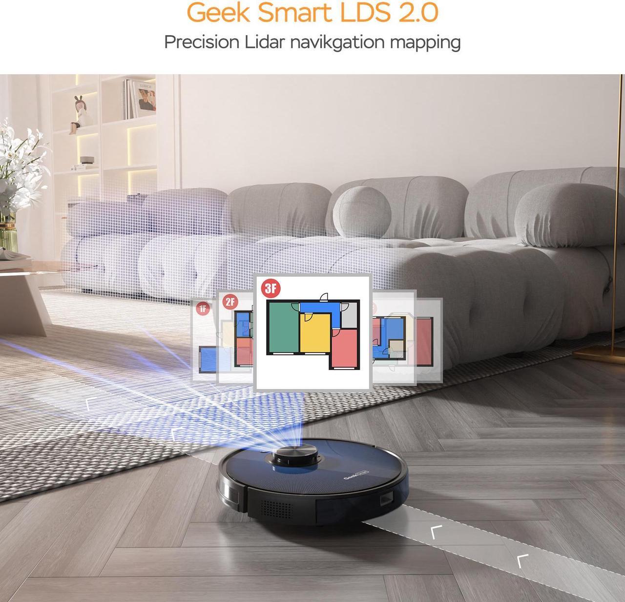 Alt view image 3 of 7 - Geek Smart L7 Robot Vacuum Cleaner and Mop, LDS Navigation, Wi-Fi Connected APP, Selective Room Cleaning, MAX 2700 PA Suction, Ideal for Pets and Larger Home