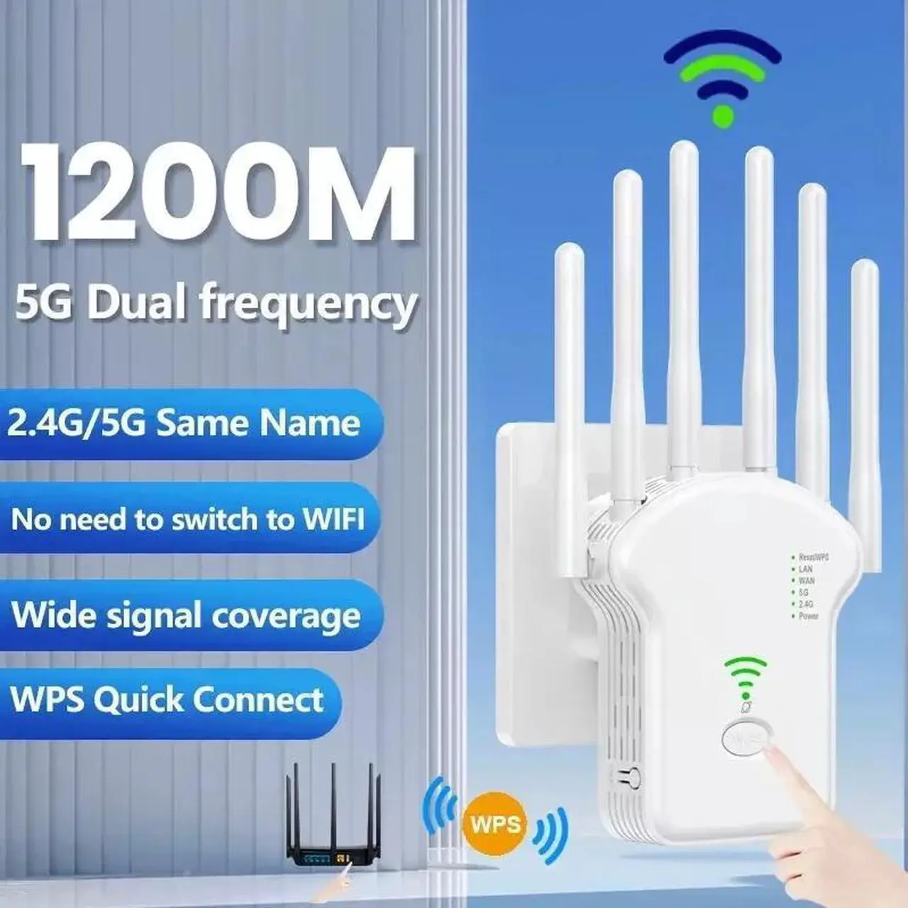Alt view image 2 of 7 - New Wifi Range Internet Extender 1200Mbps 5G Wireless Repeater Signal Booster Router