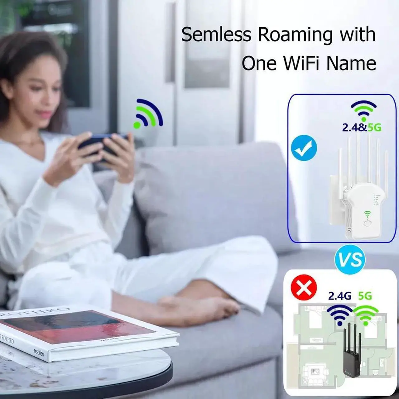Alt view image 7 of 7 - New Wifi Range Internet Extender 1200Mbps 5G Wireless Repeater Signal Booster Router