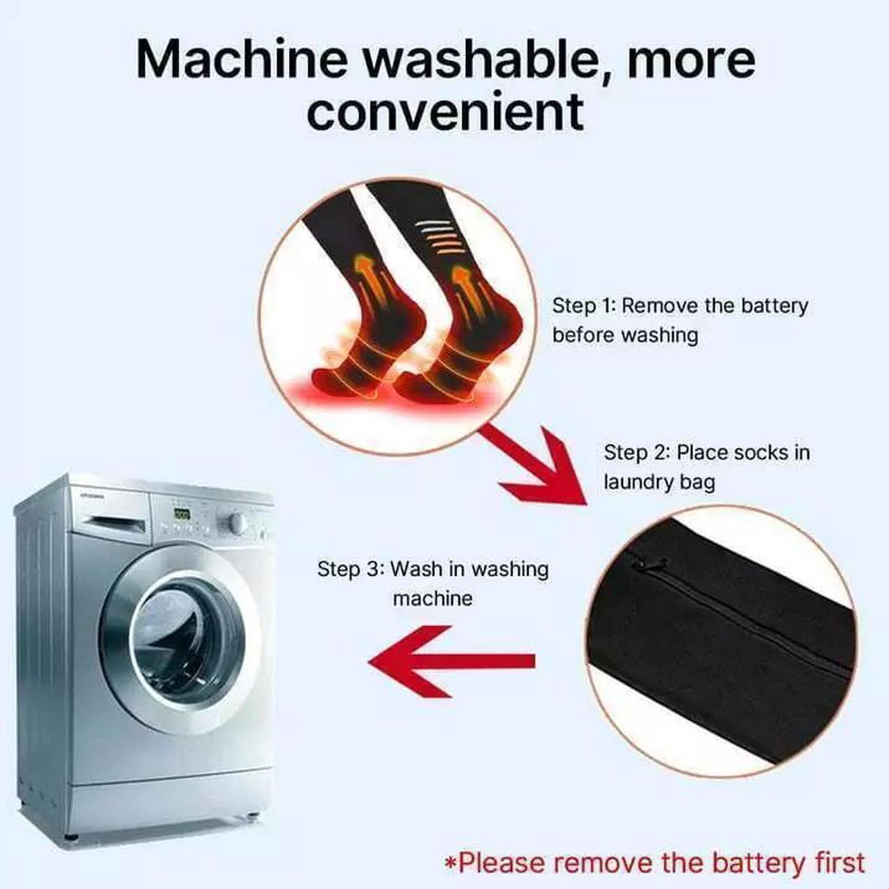 Alt view image 6 of 7 - Washable Electric Heated Socks Rechargeable Battery Men Women Winter Foot Warmer