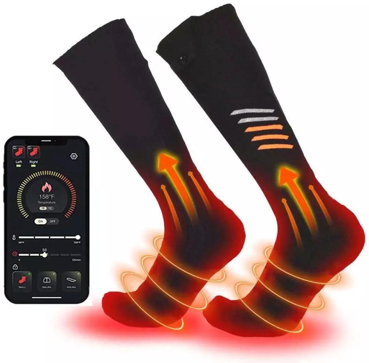 Alt view image 3 of 7 - Washable Electric Heated Socks Rechargeable Battery Men Women Winter Foot Warmer