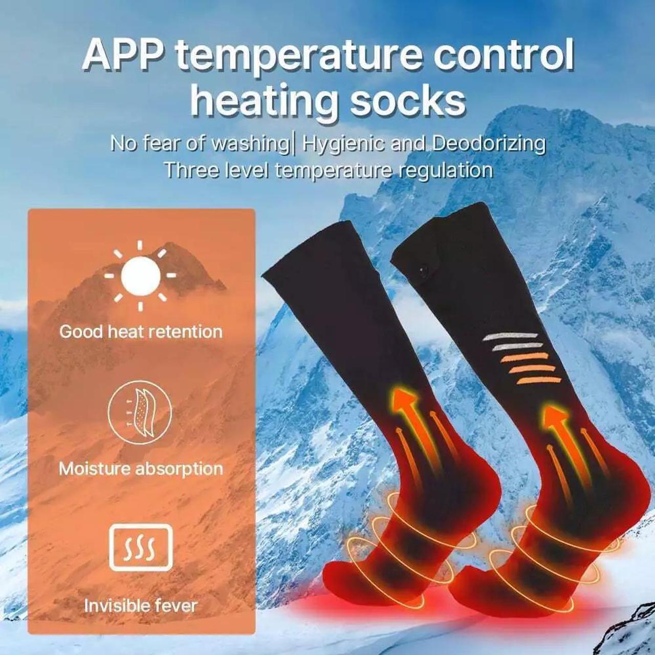 Alt view image 2 of 7 - Washable Electric Heated Socks Rechargeable Battery Men Women Winter Foot Warmer