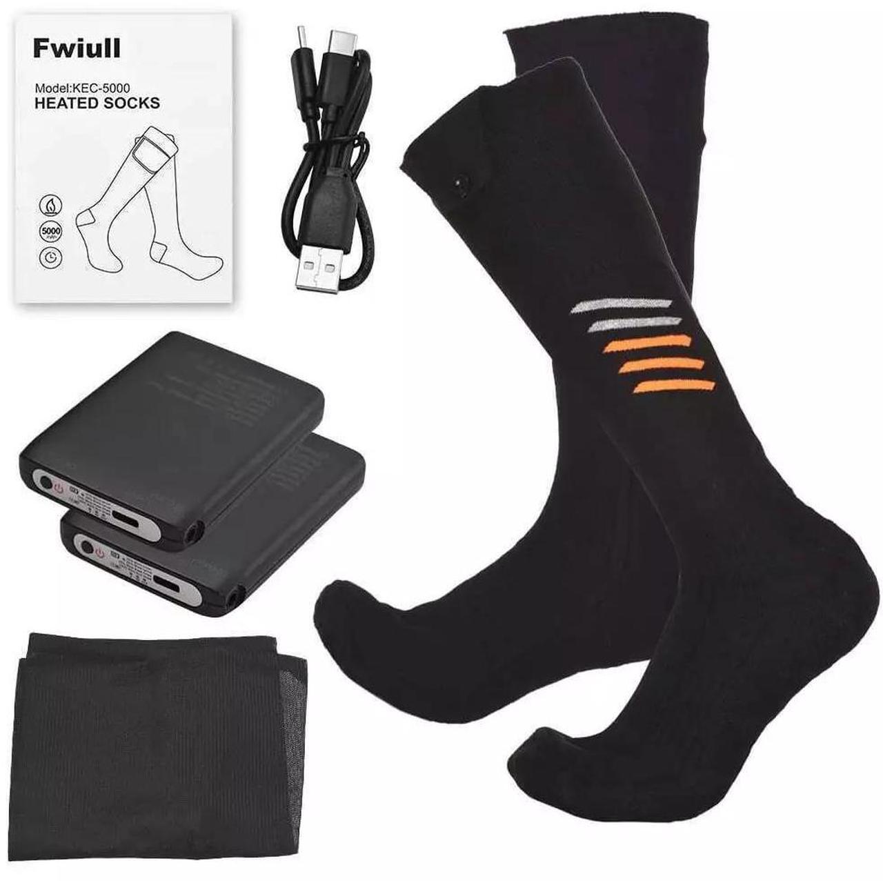 Alt view image 7 of 7 - Washable Electric Heated Socks Rechargeable Battery Men Women Winter Foot Warmer