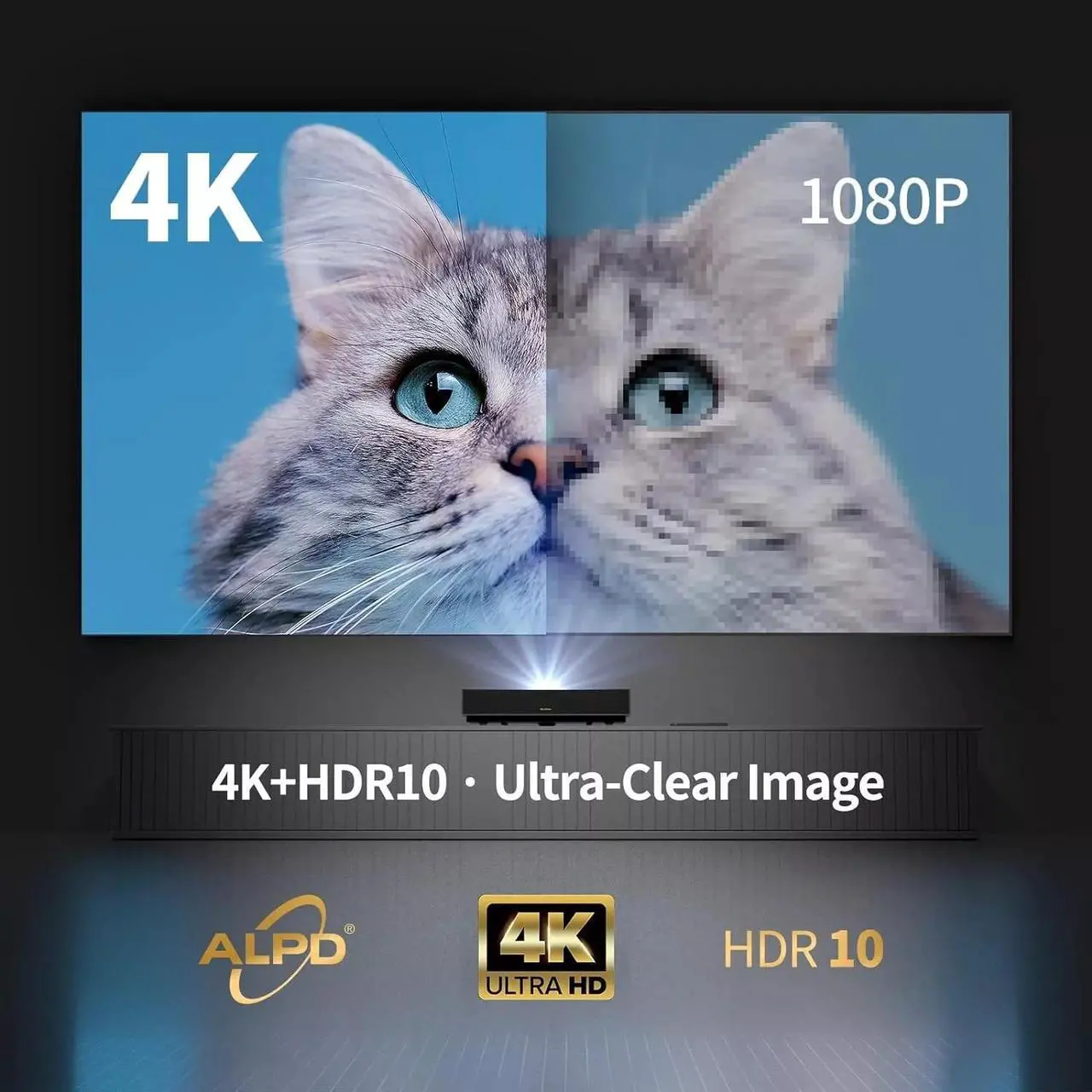 Alt view image 3 of 7 - Wemax Nova 4K UHD 2100 Lumens Ultra Short Throw Smart Laser Projector L176FGN