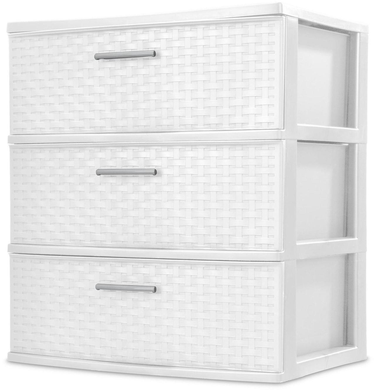 Main image of Sterilite 3 Drawer Wide Weave Tower White