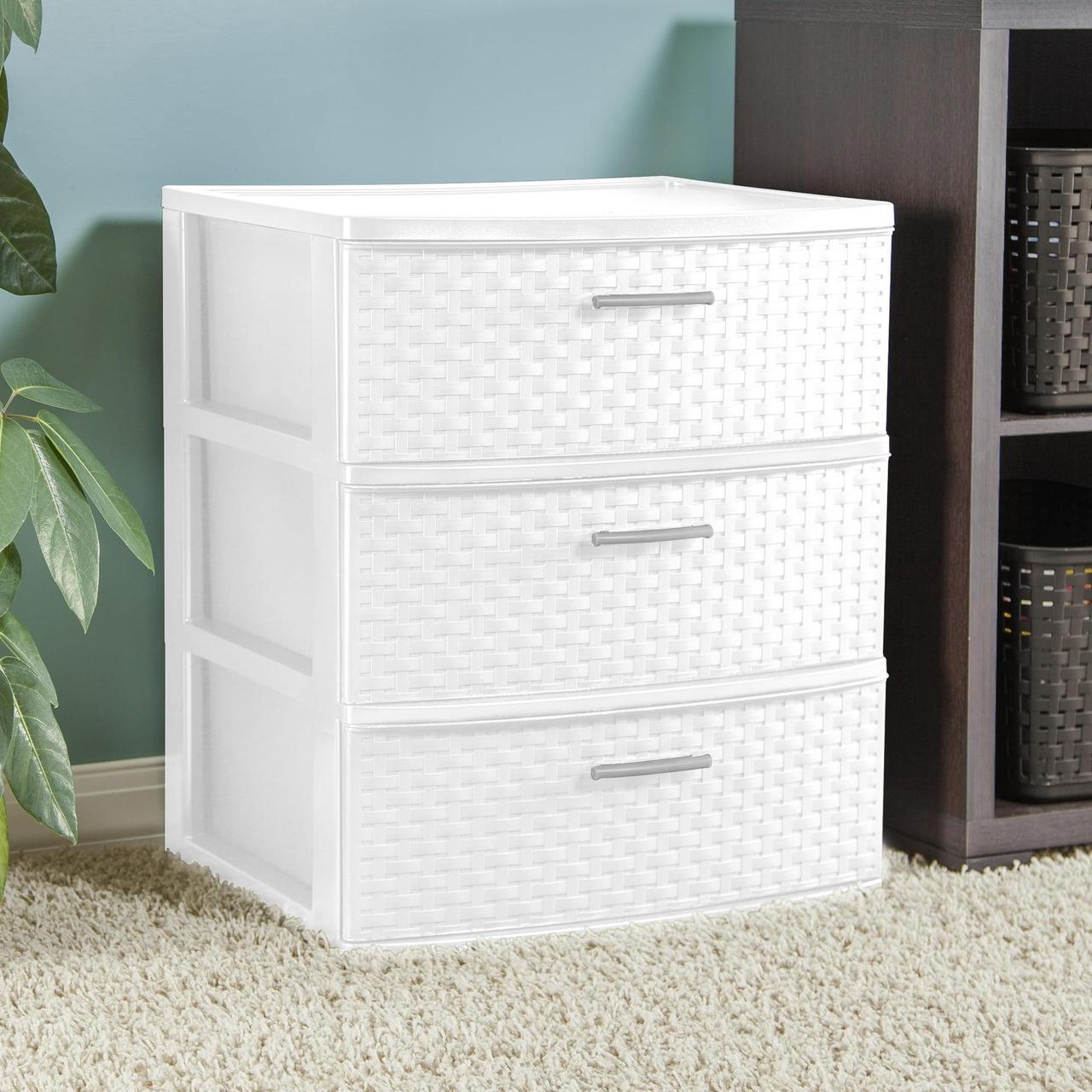 Alt view image 3 of 4 - Sterilite 3 Drawer Wide Weave Tower White