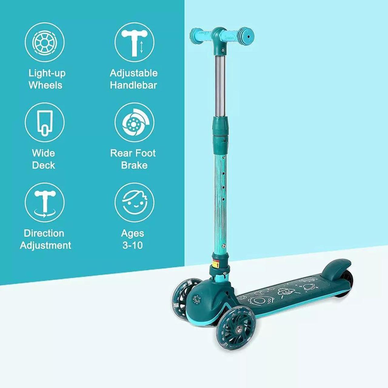 Alt view image 6 of 7 - Kids Scooter 3 Wheel Adjustable Height T-bar Glider For Toddler Kids Aged 3-10