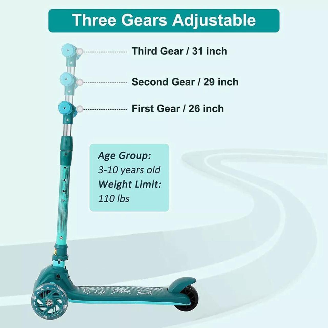 Alt view image 5 of 7 - Kids Scooter 3 Wheel Adjustable Height T-bar Glider For Toddler Kids Aged 3-10