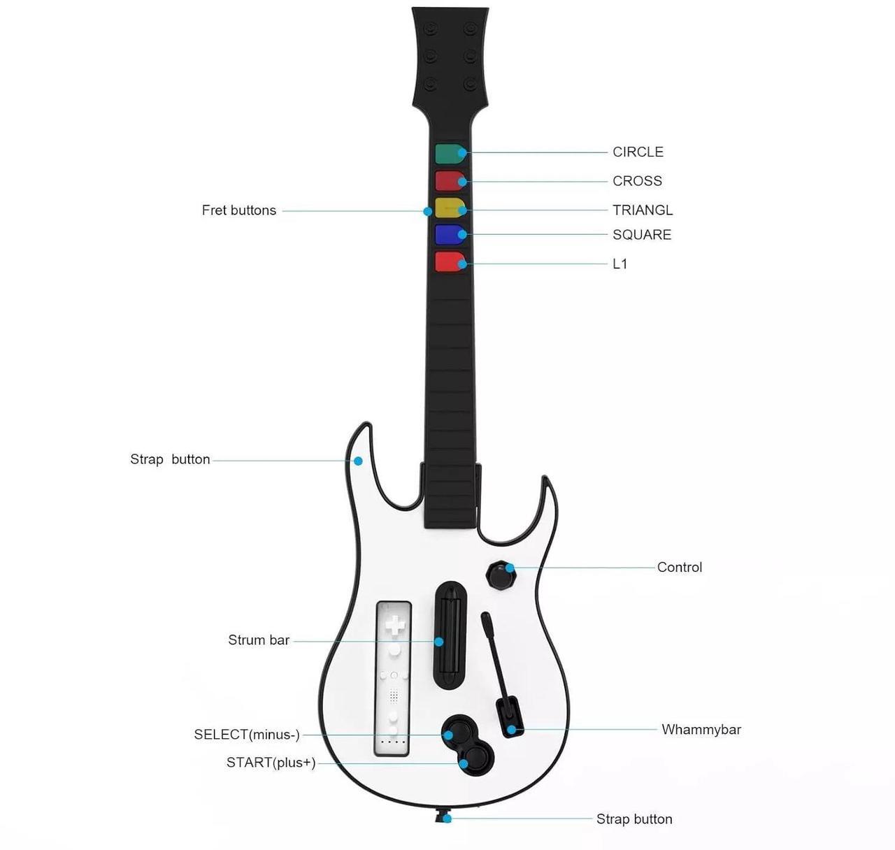 Alt view image 5 of 7 - DOYO Wireless Guitar Controller Guitar Hero Rock Band Games for Nintendo Wii