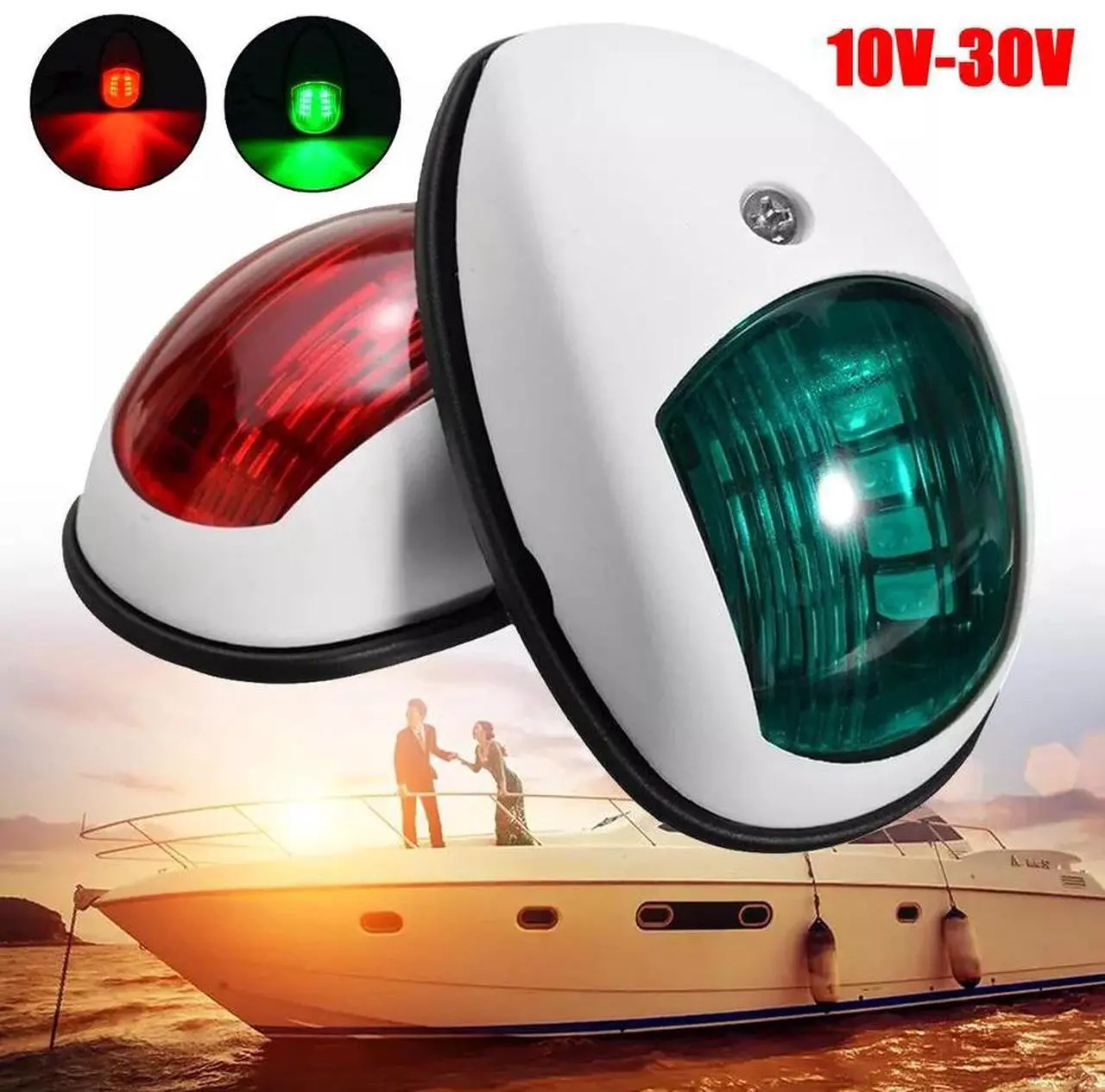 Alt view image 2 of 7 - 1 Pair Red & Green 8LED Navigation Lights Marine Bow Light Lamp for Boat Pontoon