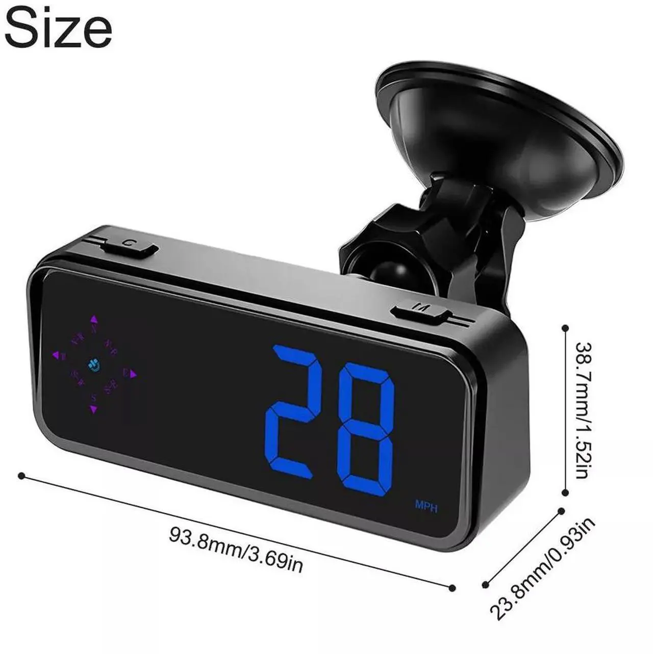 Alt view image 3 of 7 - Mini Speedometer GPS Car HUD Head Up Display LED Digital MPH/KMH Universal 2024