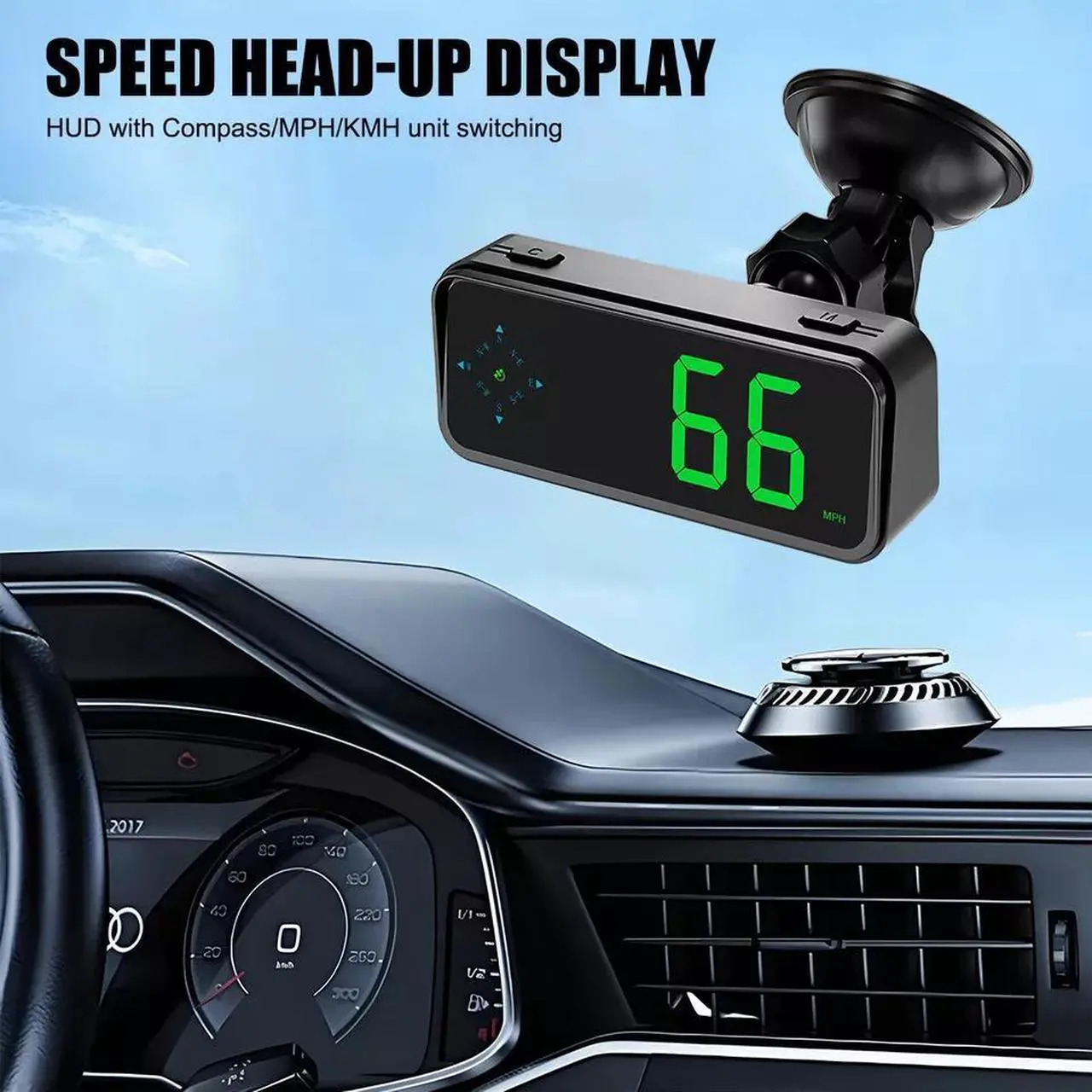 Alt view image 6 of 7 - Mini Speedometer GPS Car HUD Head Up Display LED Digital MPH/KMH Universal 2024