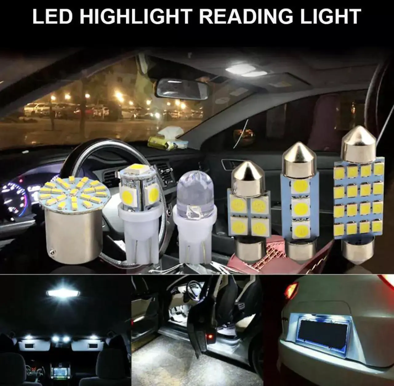 Alt view image 7 of 7 - 28x Car Interior LED Bulbs Kit White Light Dome License Plate Mixed Lamp Set USA
