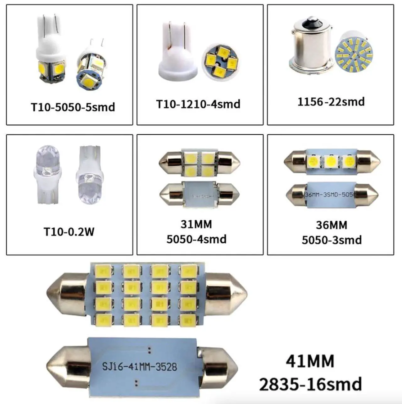 Alt view image 4 of 7 - 28x Car Interior LED Bulbs Kit White Light Dome License Plate Mixed Lamp Set USA