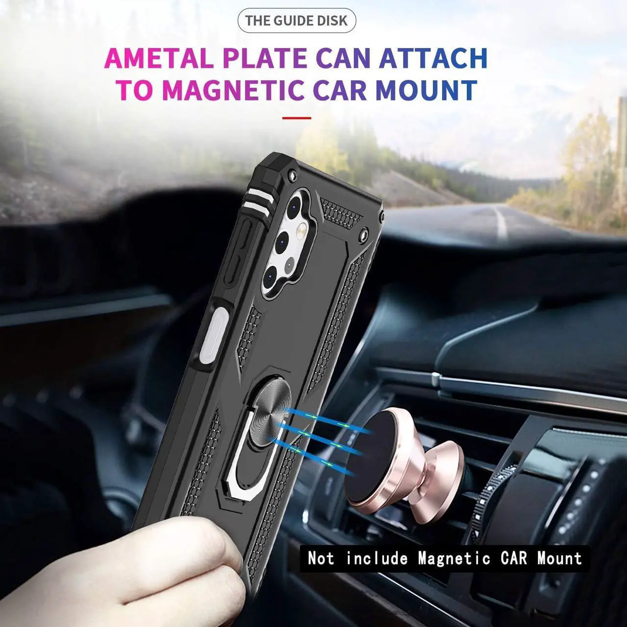 Alt view image 4 of 7 - LeYi for Samsung Galaxy A32 5G Phone Case, Samsung A32 Case with [2 Pack] Tempered Glass Screen Protector, [Military-Grade] Ring Kickstand Protective Case for Galaxy A32 5G (Not Fit 4G), Black