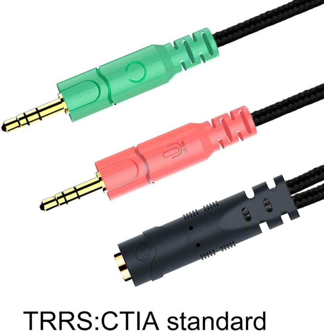 Alt view image 4 of 6 - Headset and Microphone Splitter Cable for PC 3.5mm Jack Headphones Audio Adapter Convertors 3.5mm Female to 2 Dual 3.5mm Male for Computer Simultaneously Y Splitter