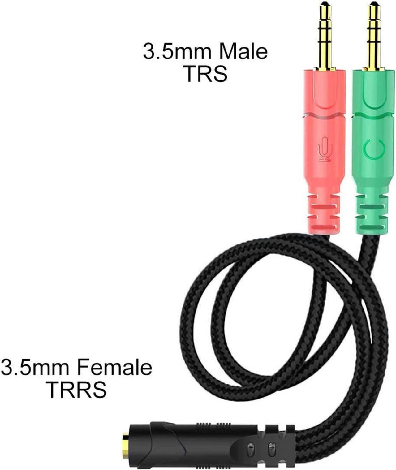 Alt view image 2 of 6 - Headset and Microphone Splitter Cable for PC 3.5mm Jack Headphones Audio Adapter Convertors 3.5mm Female to 2 Dual 3.5mm Male for Computer Simultaneously Y Splitter