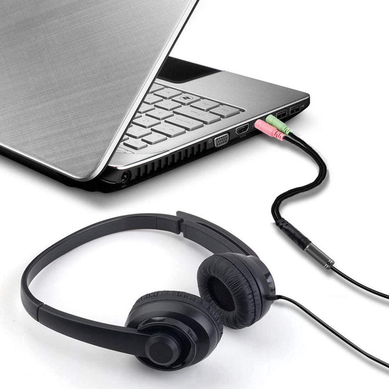 Alt view image 5 of 6 - Headset and Microphone Splitter Cable for PC 3.5mm Jack Headphones Audio Adapter Convertors 3.5mm Female to 2 Dual 3.5mm Male for Computer Simultaneously Y Splitter