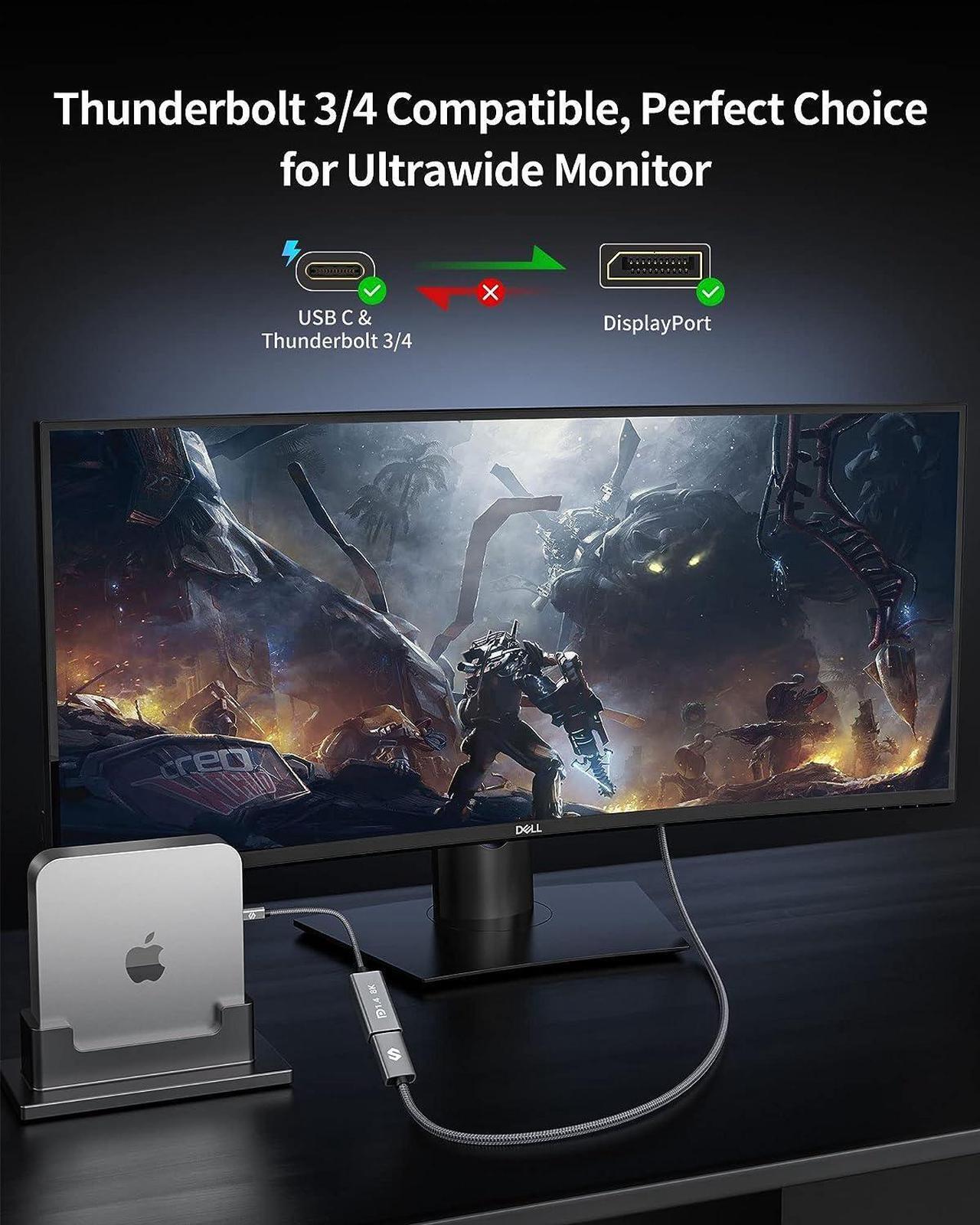 Alt view image 3 of 7 - Silkland USB C to DisplayPort 1.4 Adapter [8K@60Hz, 4K@144Hz 120Hz, 2K@240Hz], 5K Type C to DP 1.4 HDR, Thunderbolt 4/3 to Display Port Compatible with Reverb G2, Valve Index, MacBook Pro, Dell XPS