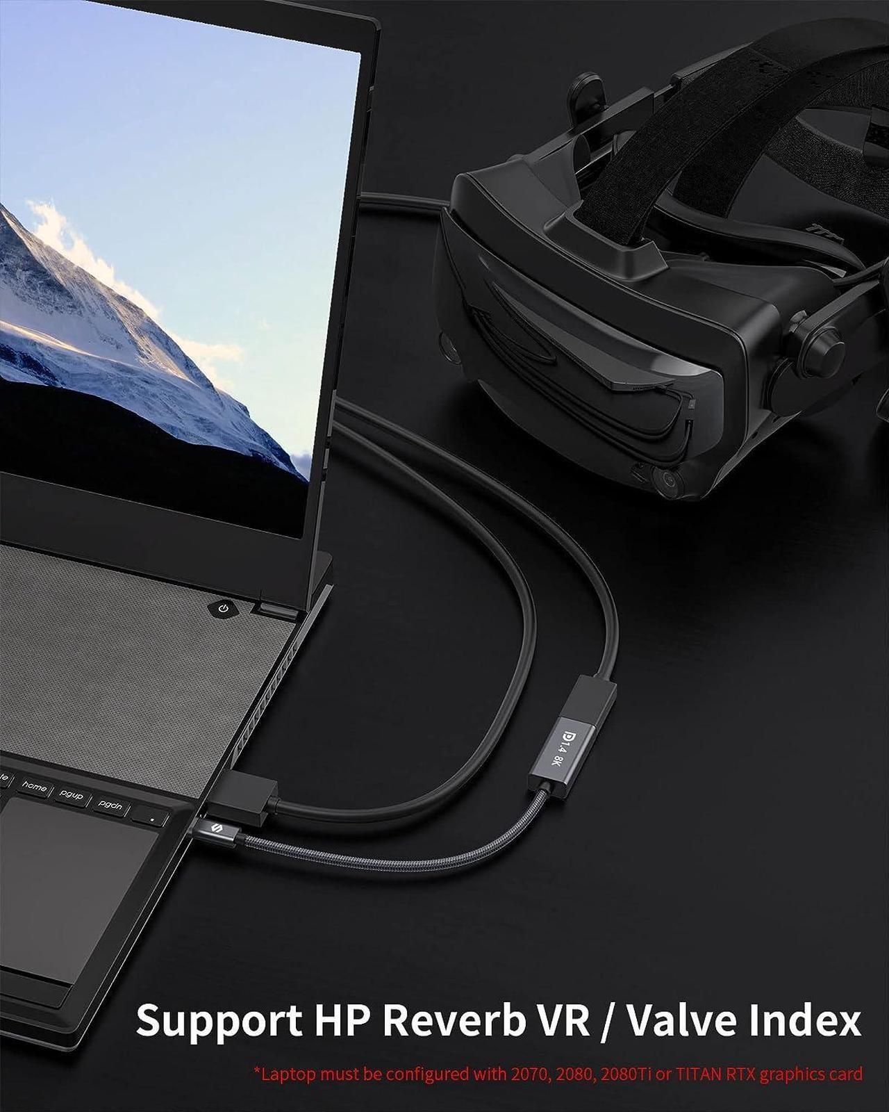 Alt view image 4 of 7 - Silkland USB C to DisplayPort 1.4 Adapter [8K@60Hz, 4K@144Hz 120Hz, 2K@240Hz], 5K Type C to DP 1.4 HDR, Thunderbolt 4/3 to Display Port Compatible with Reverb G2, Valve Index, MacBook Pro, Dell XPS